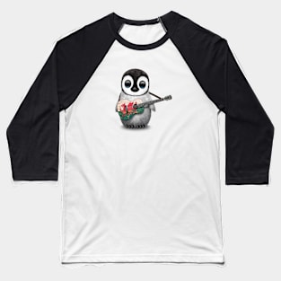 Baby Penguin Playing Welsh Flag Guitar Baseball T-Shirt